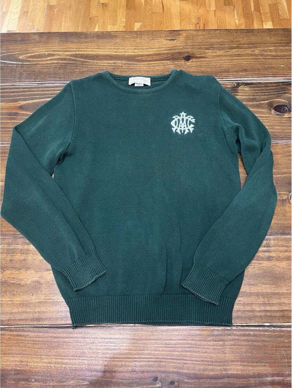 VTG Andrew Rohan MSU Embroidered Golf Sweater Green Men's Small details